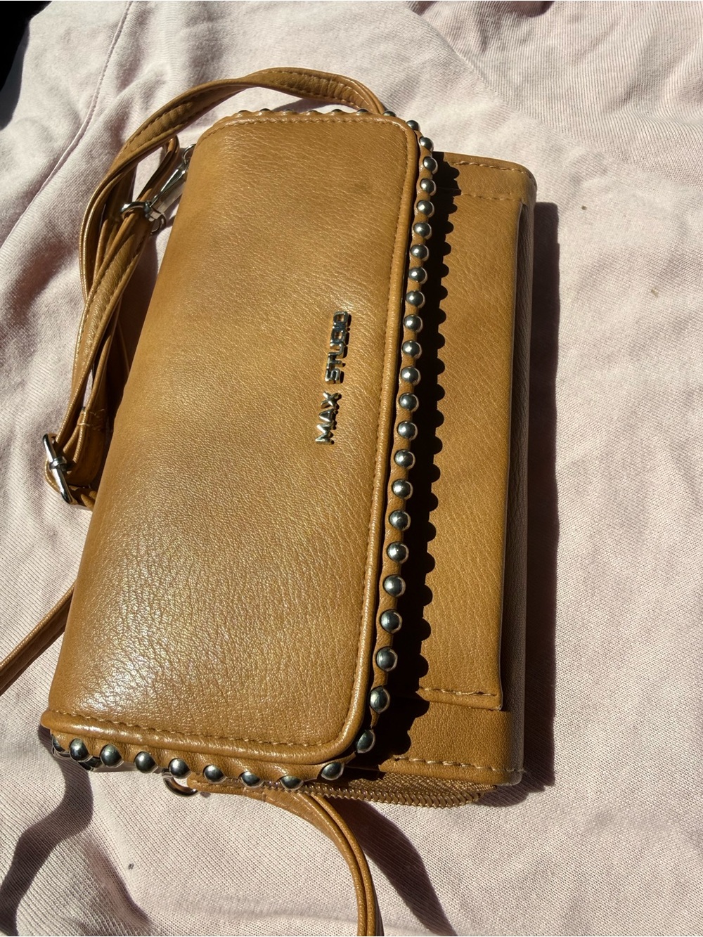 Max Studio Tan Crossbody Wallet purse